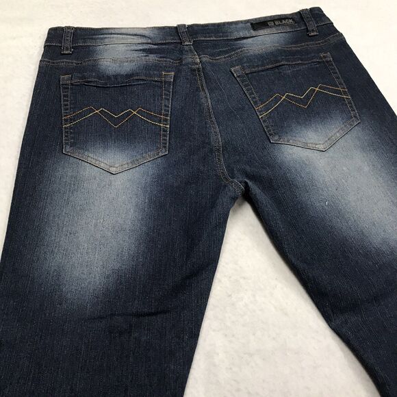 BUCKLE BLACK Moto Jean Men 34x34 (36x35 actual) Skinny Flex Stretch Denim Dark - Picture 9 of 16